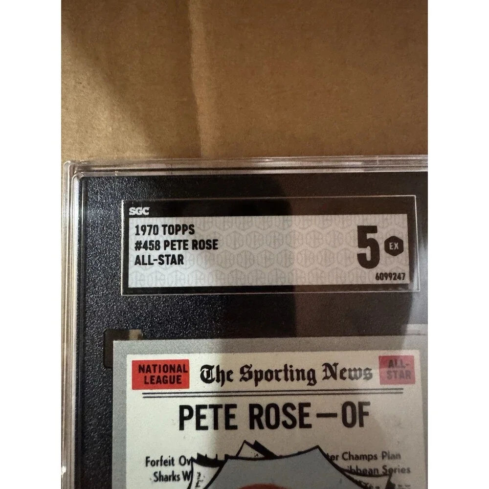 Vintage Baseball 1970 Topps - All-Star Pete Rose #458 SGC Graded 5 EX